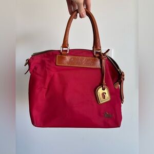 Dooney & Bourke Burgundy Satchel with Tan Accents